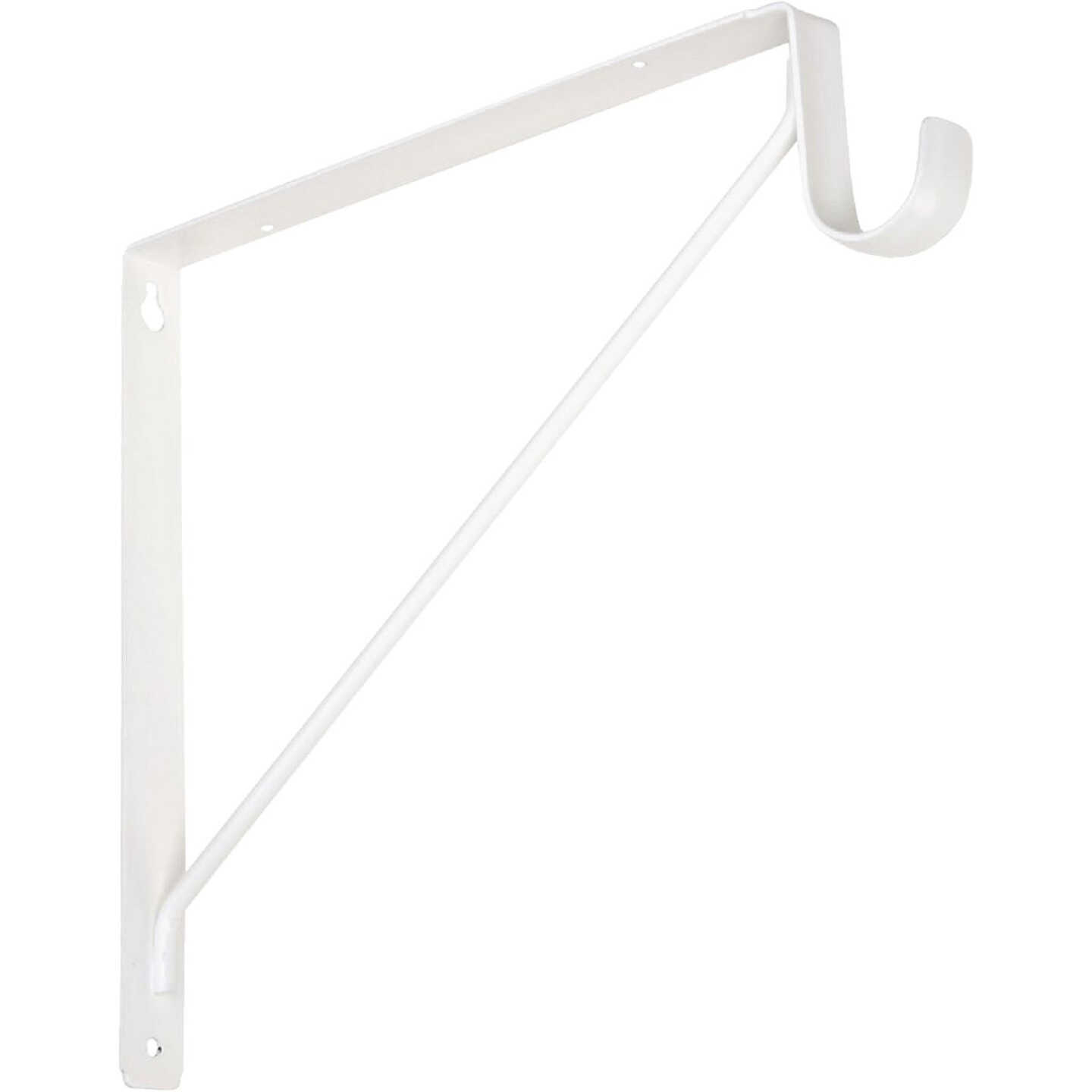 Knape & Vogt 10 In. H. x 11 In. D. Fixed Shelf & Rod Bracket, White Image 1