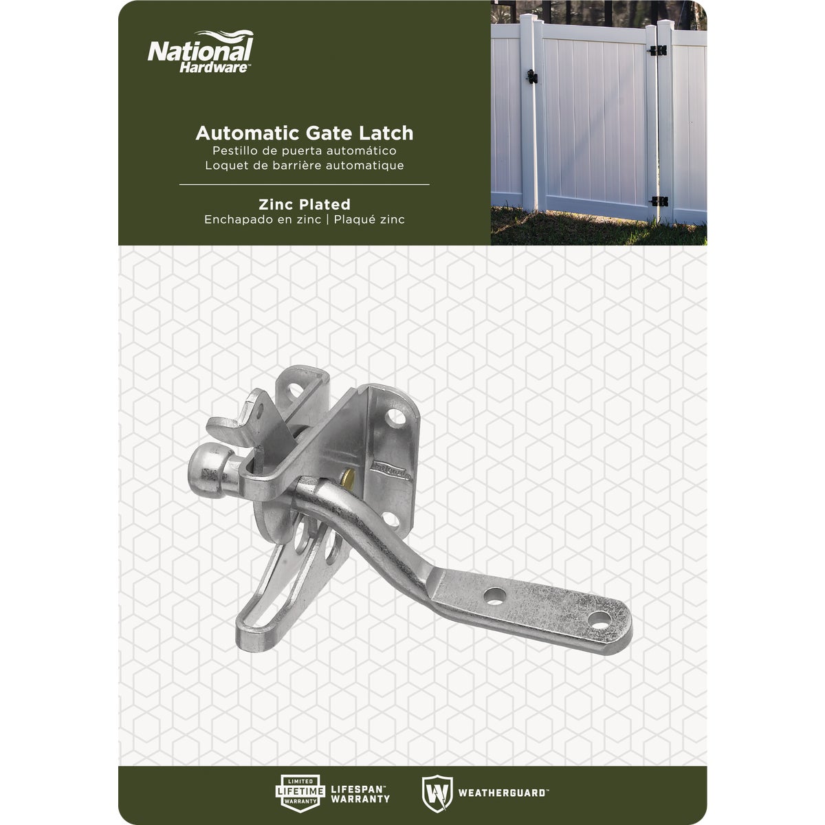 National Hardware Zinc Steel Automatic Gate Latch Image 2