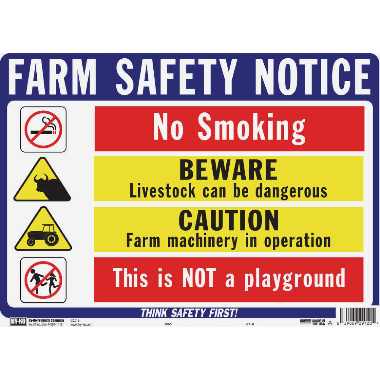 Hy-Ko Farm Safety Notice Sign Image 1