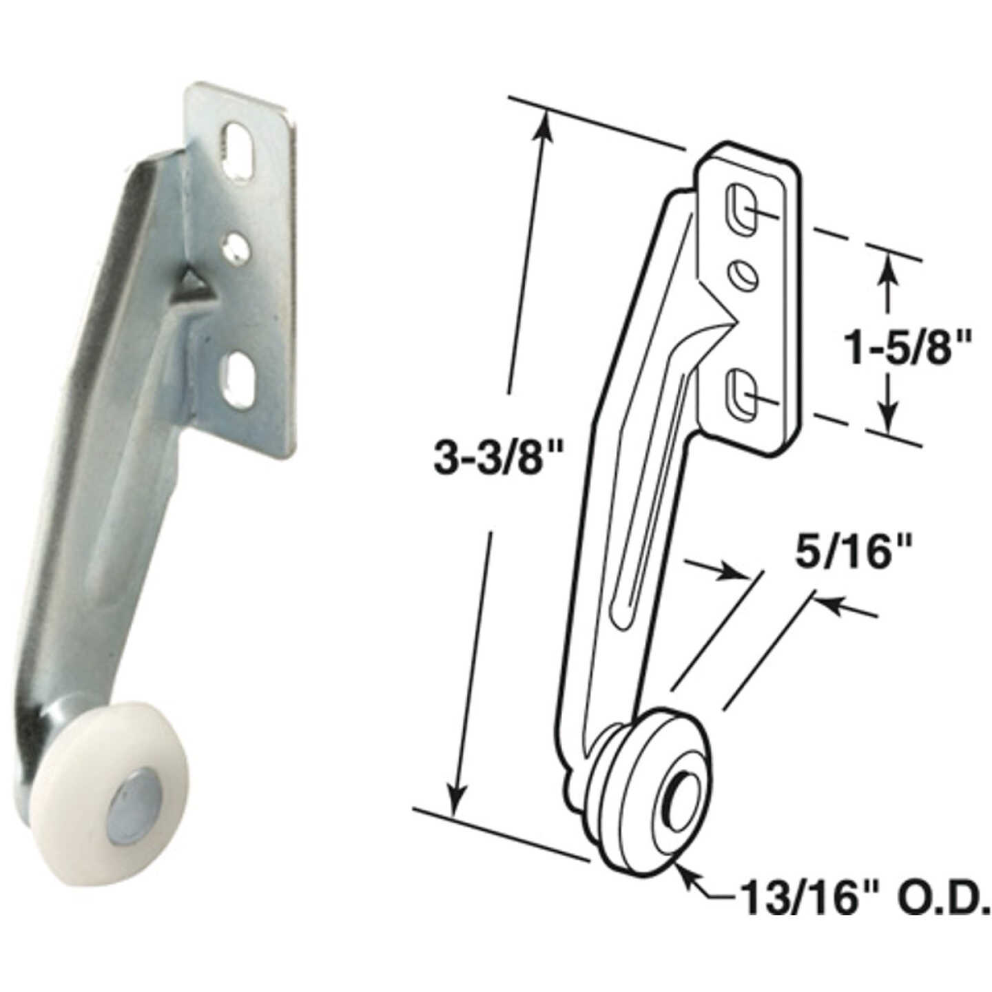Prime-Line Steel White Nylon 3-21/64" Right Hand Rear Drawer Roller (2 Count) Image 1