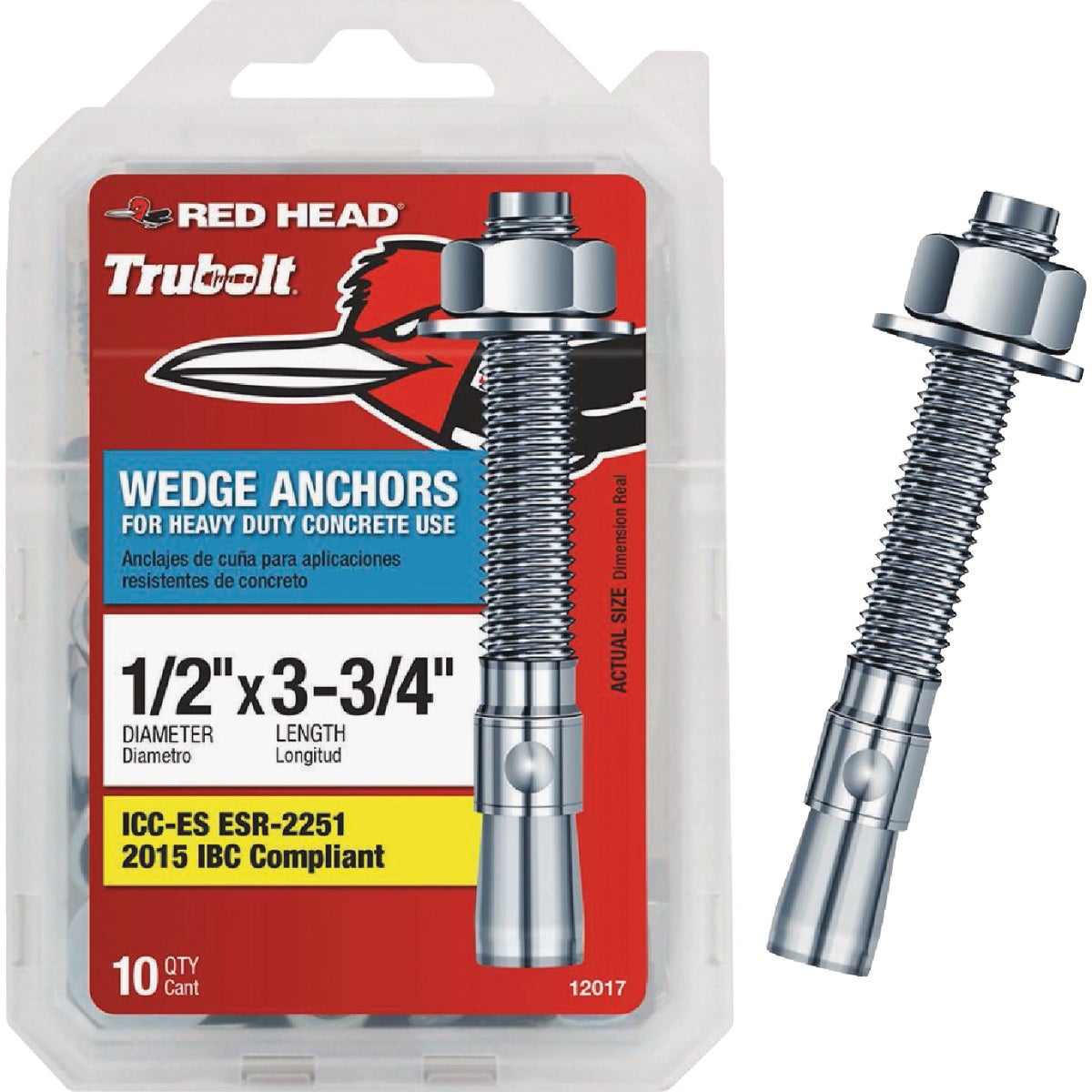 Red Head 1/2 In. x 3-3/4 In. Concrete Wedge Anchor (10-Count)