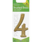 Hy-Ko 4 In. Brushed Brass Number 4 Image 2