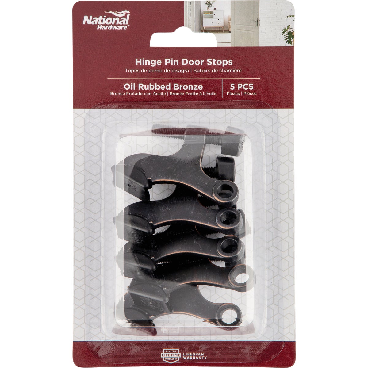 National Hardware Oil Rubbed Bronze Hinge Pin Door Stop (5-Pack) Image 2