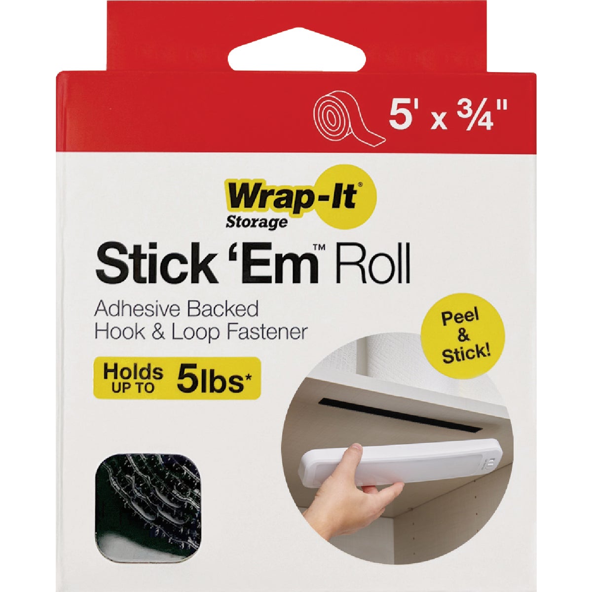 Wrap-It Storage Stick 'Em 3/4 In. x 5 Ft. Black Hook & Loop Roll Image 7