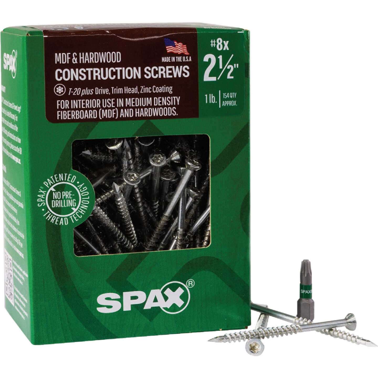 SPAX #8 x 2-1/2 In. T20 Plus Trim Head Zinc (Interior) MDF Cabinet Screw (154-Count) Image 6