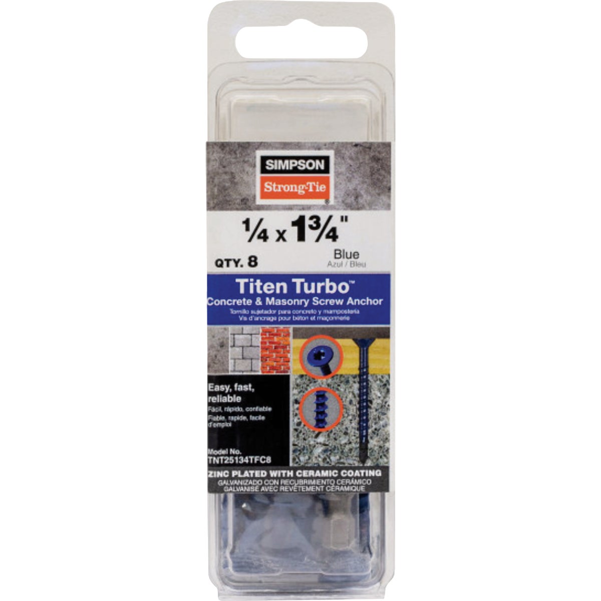 Simpson Strong-Tie Titen Turbo 1/4 In. x 1-3/4 In. T25 Flat-Head Concrete and Masonry Screw, Blue (8-Count) Image 2