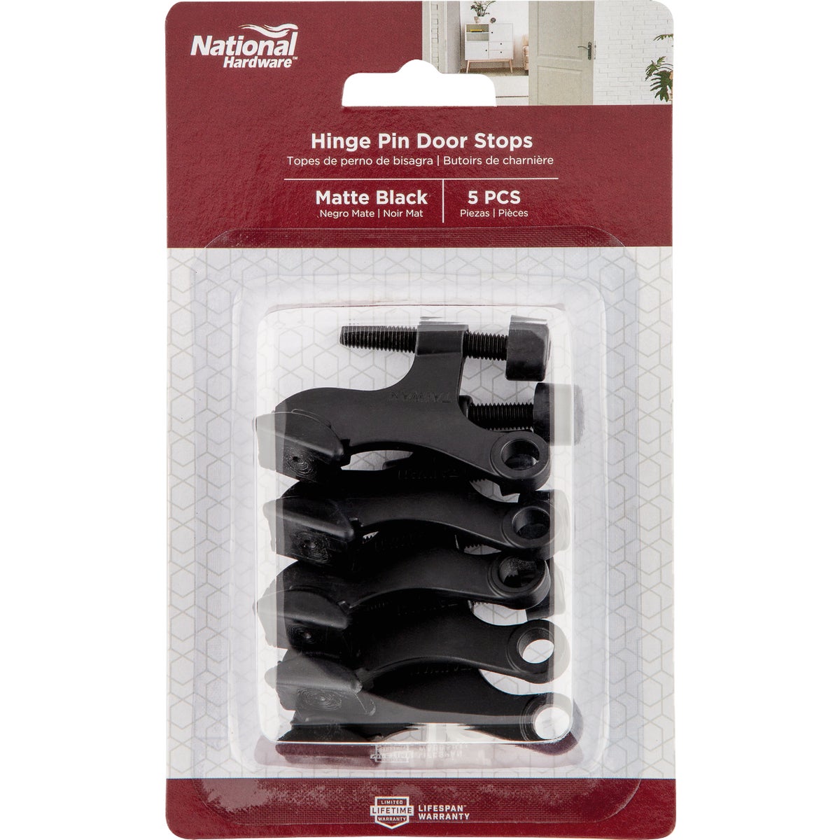 National Hardware Matte Black Hinge Pin Door Stop (5-Pack) Image 2