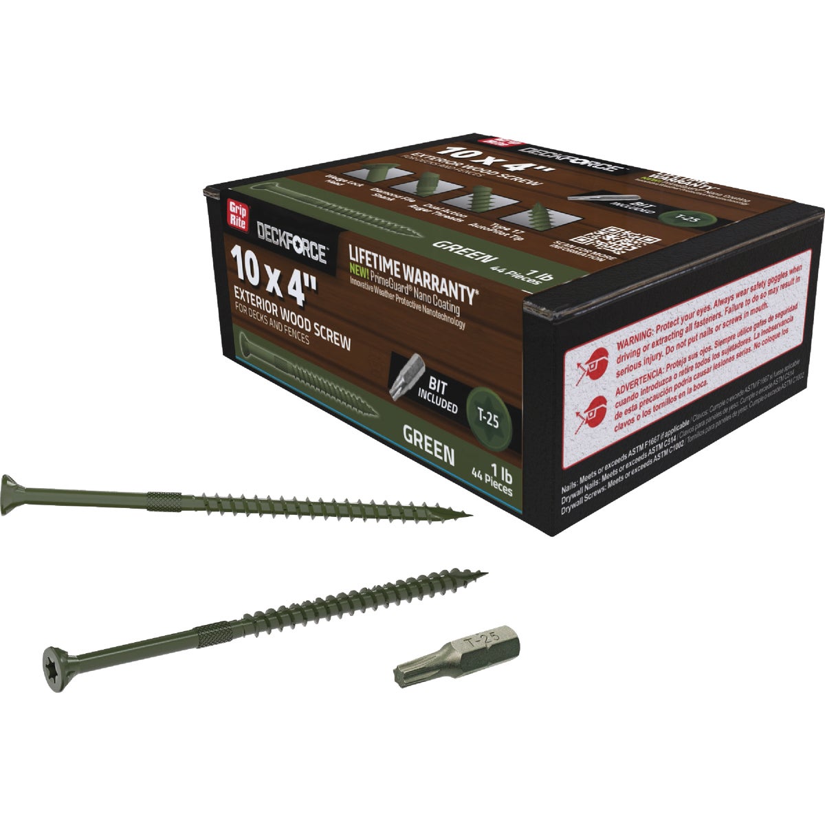 Grip-Rite DeckForce PrimeGuard Nano #10 x 4 In. Star Drive Green Screw (1 Lb.) Image 2