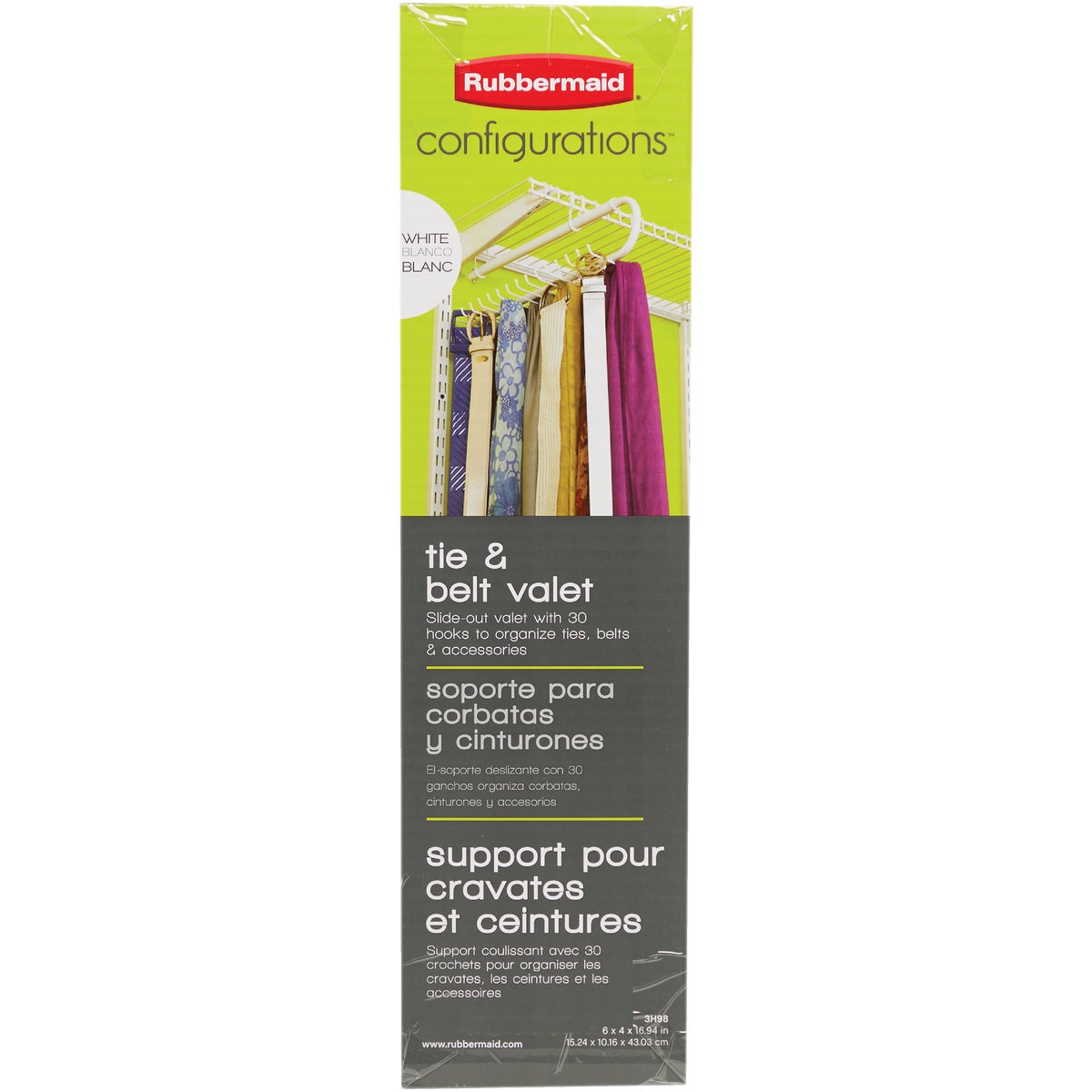 Rubbermaid Configurations White Tie & Belt Organizer Image 3
