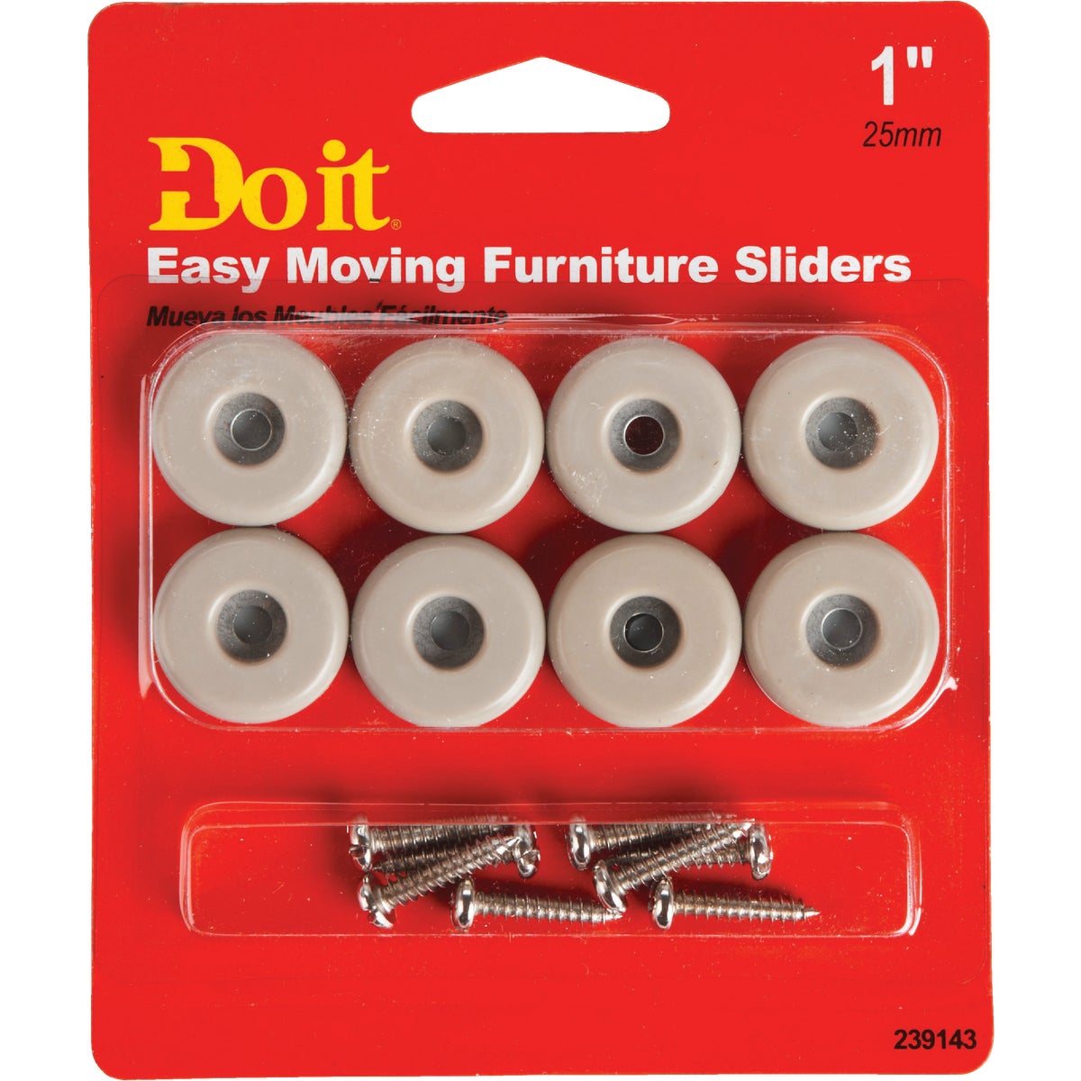 Do it 1 In. Round Adhesive and Screw on Furniture Glide (8-Pack) Image 1