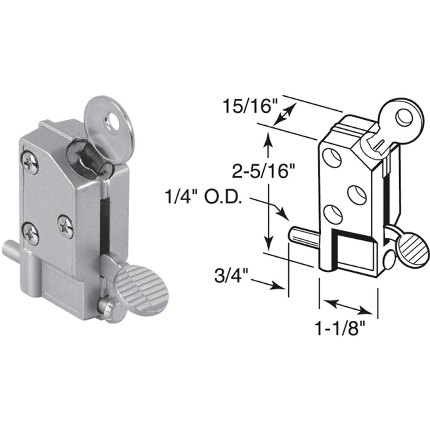 Defender Security Aluminum Step-On Keyed Patio Door Lock Image 1