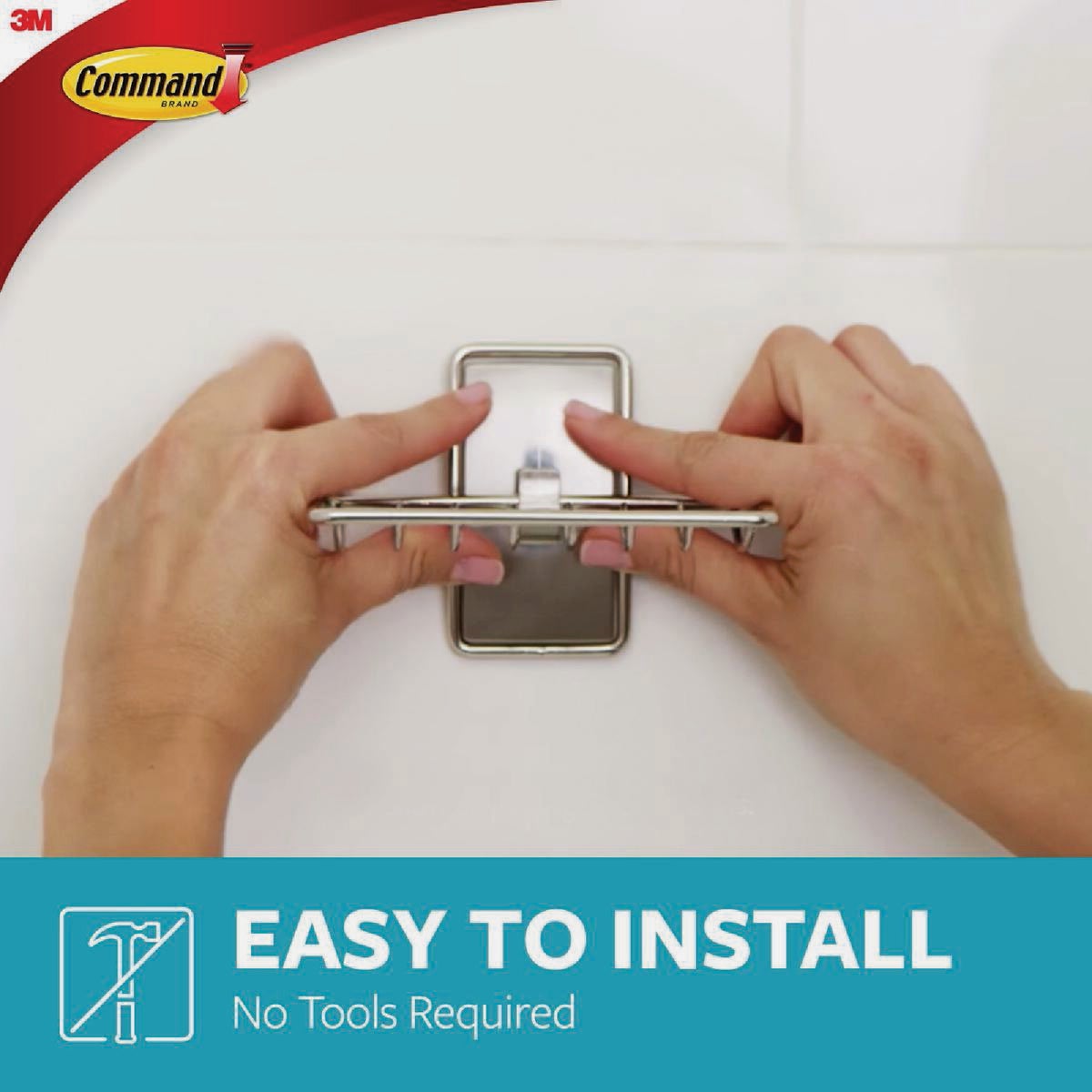 Command Adhesive Soap Dish, Satin Nickel, 2 Medium Water-Resistant Strips Image 3