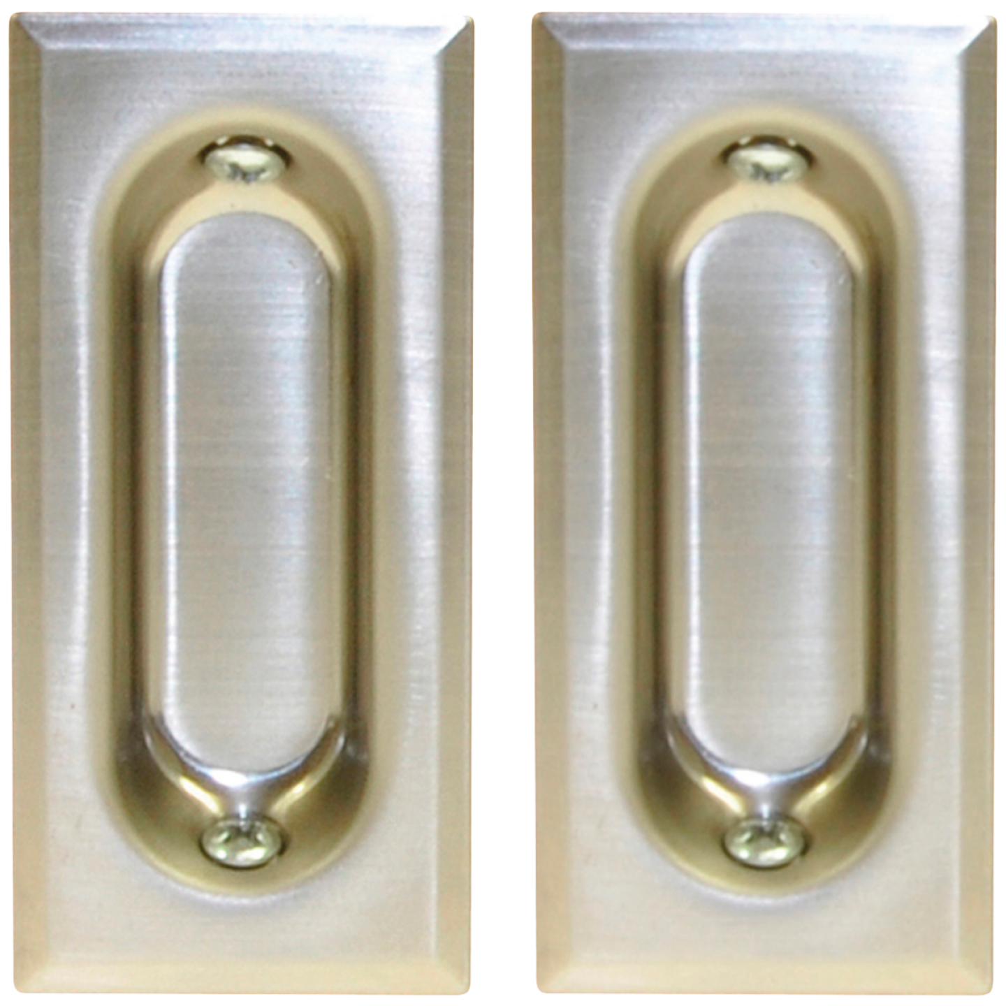 Johnson Hardware 3 In. Rectangular Satin Nickel Flush Pocket Door Pull (2-Count) Image 1