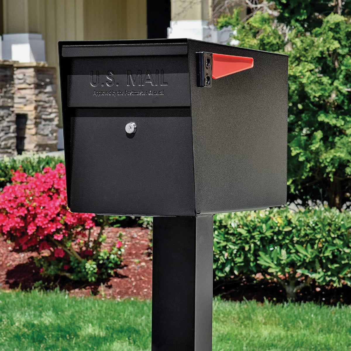 Mail Boss Black Steel Locking Security Post Mount Mailbox Image 2