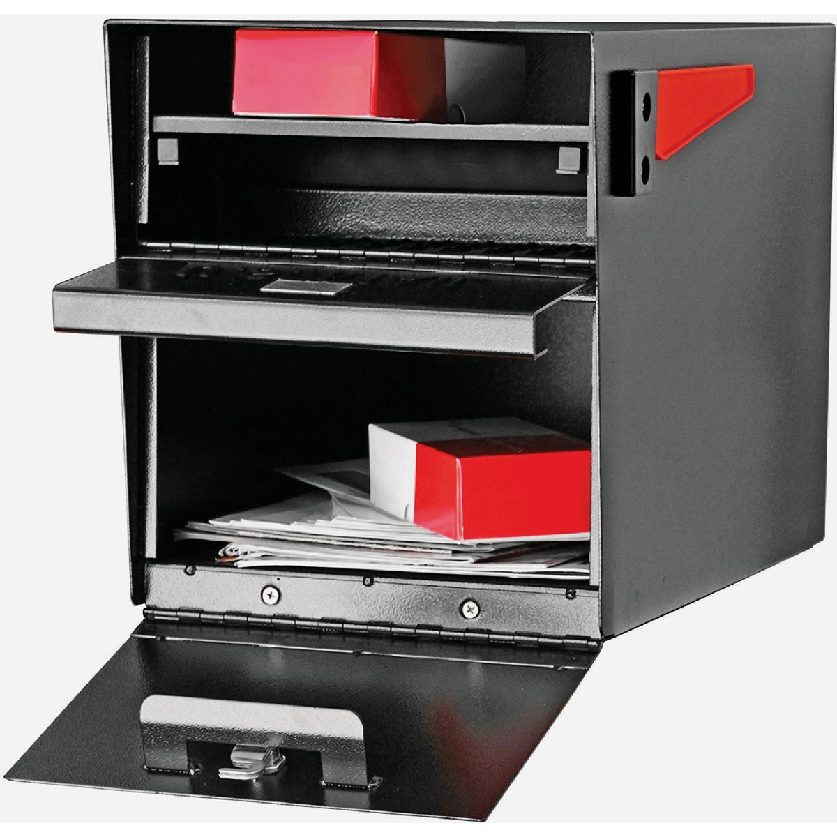 Mail Boss Black Steel Locking Security Post Mount Mailbox Image 4