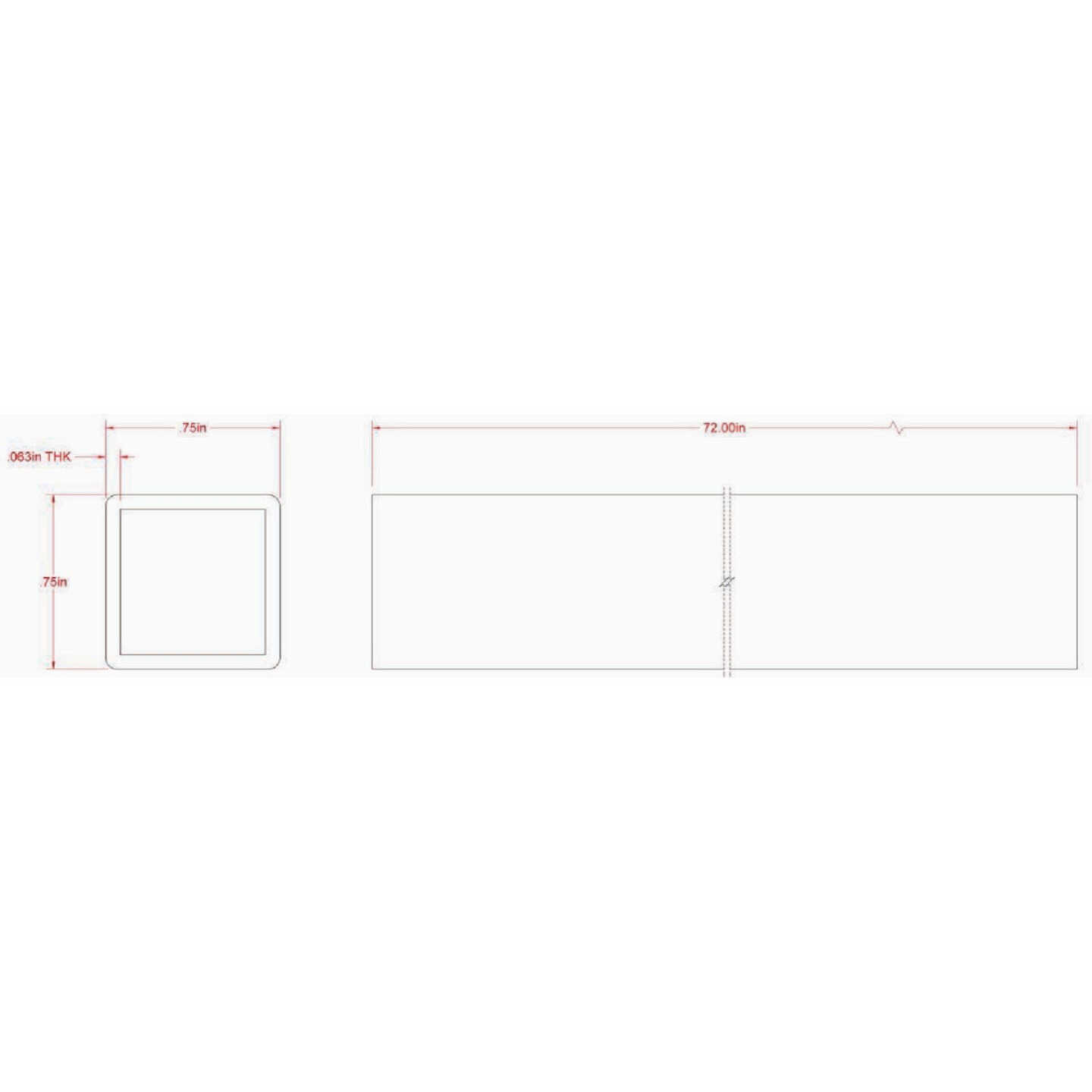 Hillman SteelWorks 3/4 In. x 6 Ft. Weldable Hot-Rolled Steel Square Tube Image 2
