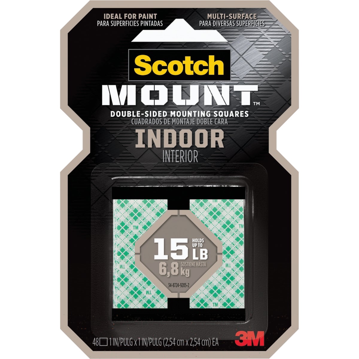 Scotch Mount 1 In. x 1 In. 15 Lb. Capacity Removable Mounting Squares (48-Pack)