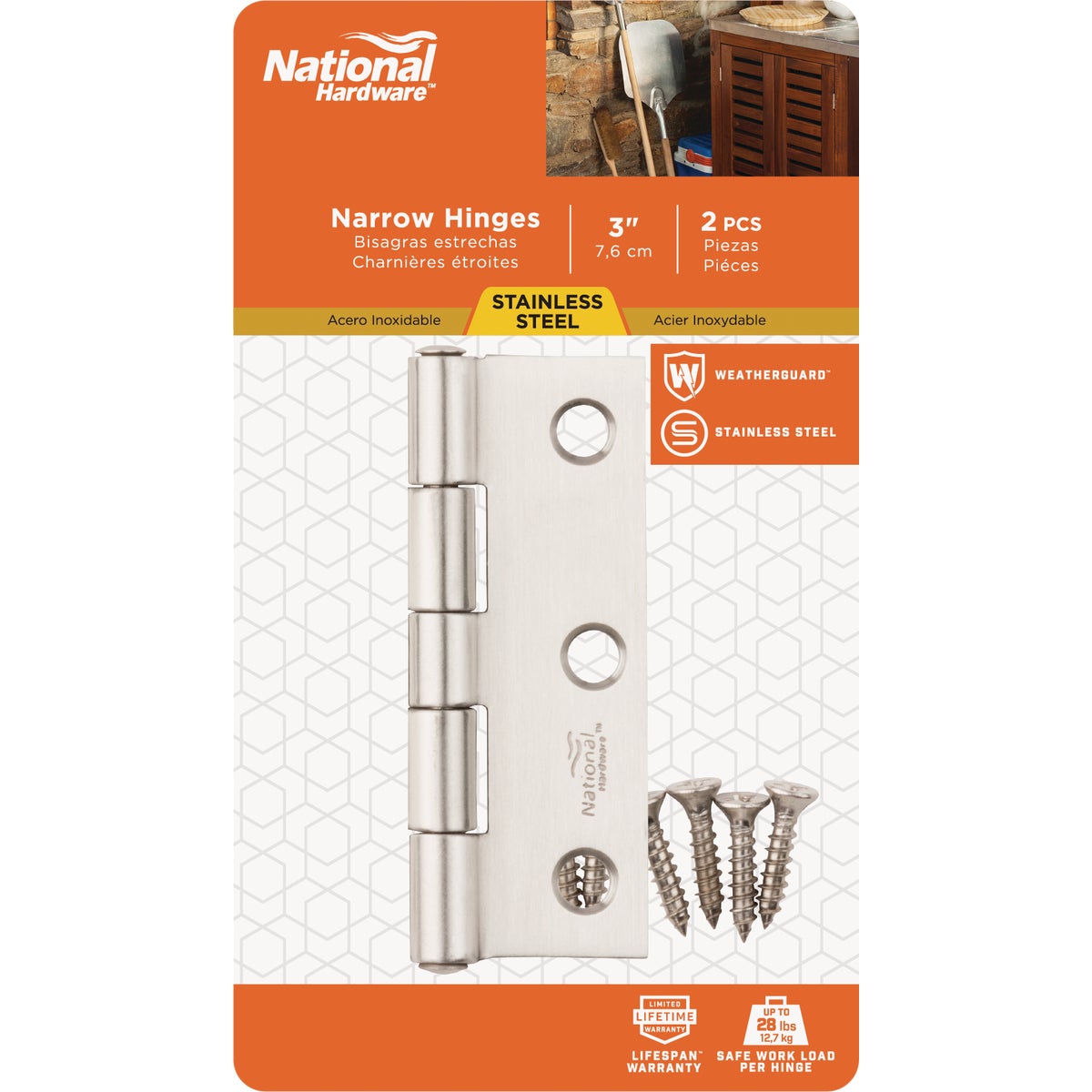 National Hardware 3 In. Stainless Steel Narrow Tight-Pin Hinge (2-Pack) Image 2