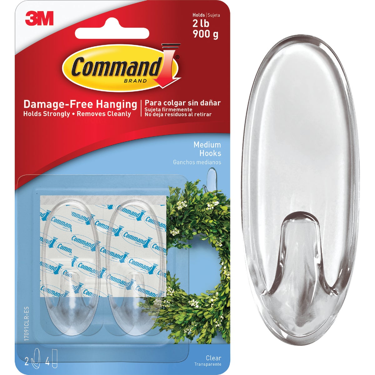 Command Clear Medium Hooks, 2 Hooks, 4 Strips Image 1