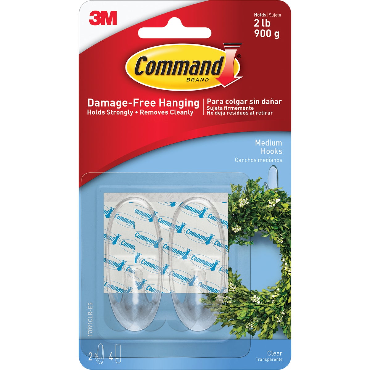 Command Clear Medium Hooks, 2 Hooks, 4 Strips Image 2