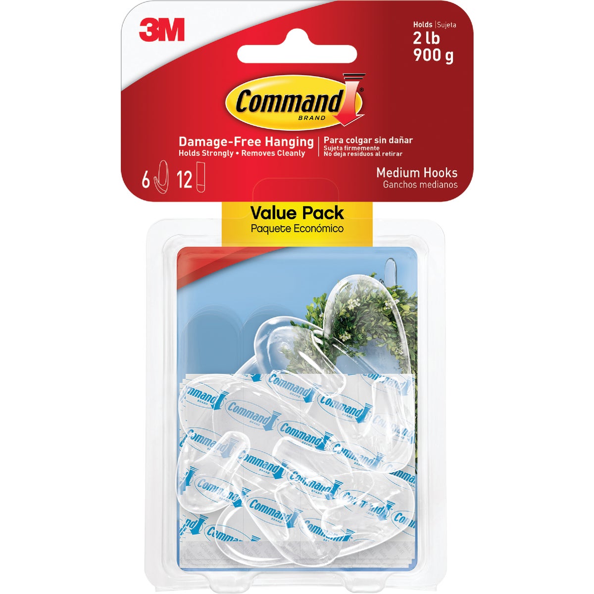 Command Clear Medium Hooks, 6 Hooks, 12 Strips Image 2