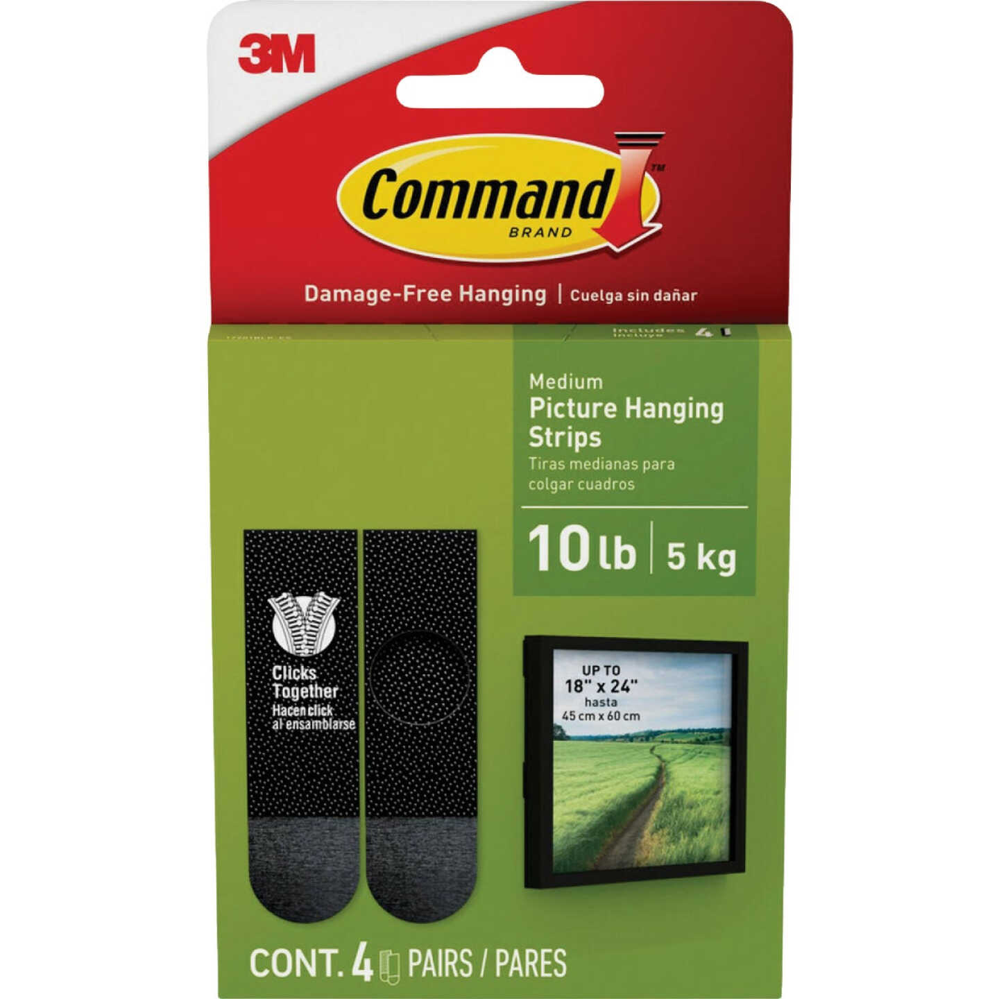 Command 10 Lb Black Picture Hanging Strips, 4 Pairs Image 1