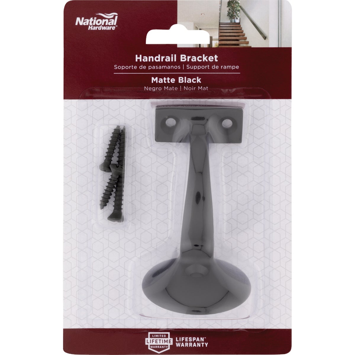 National Hardware Matte Black Zinc Handrail Bracket Image 2