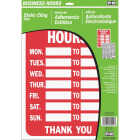 Hy-Ko Static Cling Sign, Business Hours Image 1