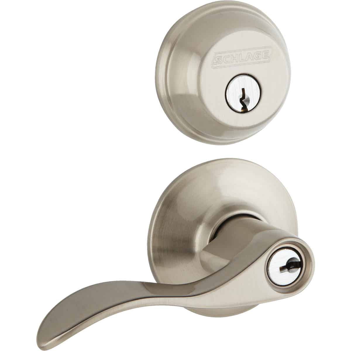 Schlage Accent Satin Nickel Single Cylinder Deadbolt & Door Lever Combo Lockset