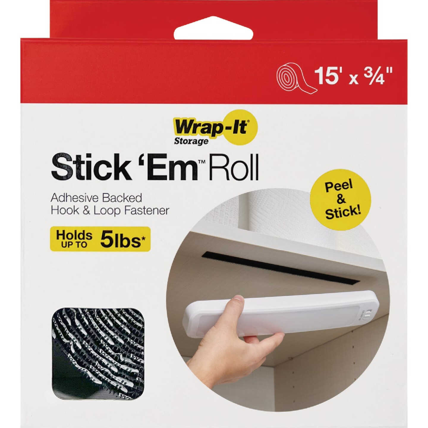 Wrap-It Storage Stick 'Em 3/4 In. x 15 Ft. Black Hook & Loop Roll Image 7
