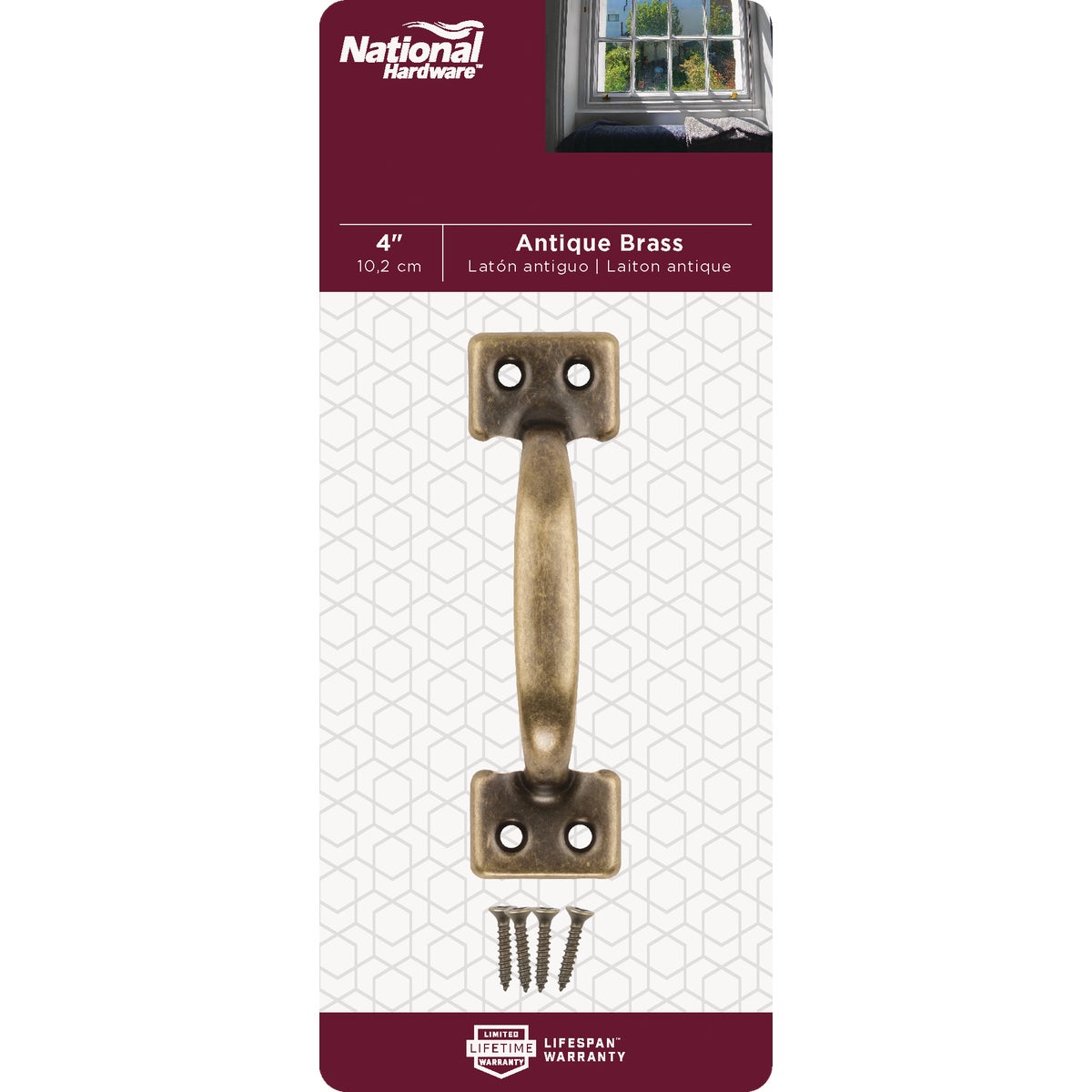 National Hardware 4 In. Antique Brass Window Sash Lift Image 2