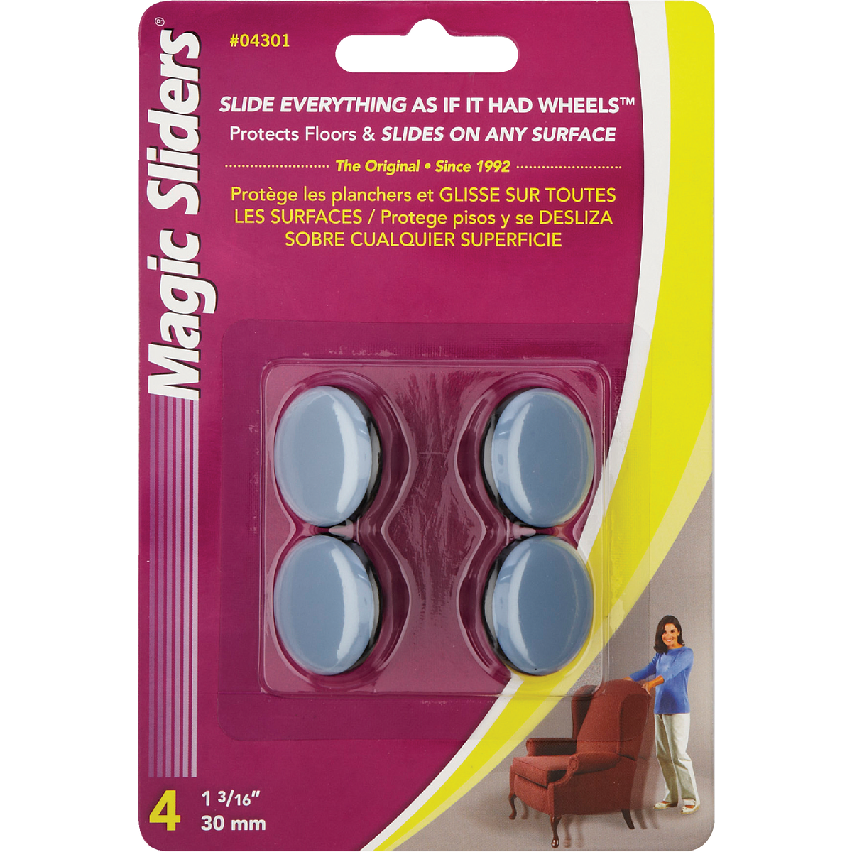 Magic Sliders 1-3/16 In. Round Nail on Furniture Glide,(4-Pack) Image 1