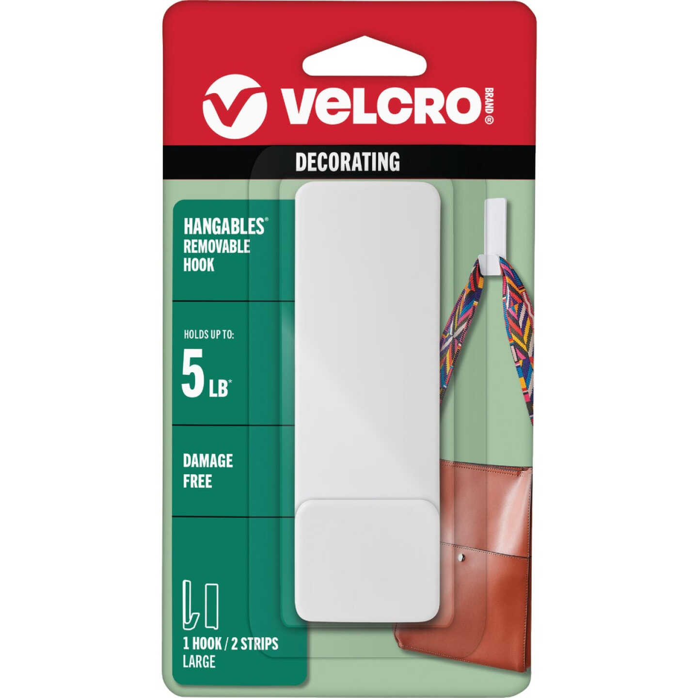 Velcro Brand Hangables 5 Lb. Capacity White Removable Large Hook Image 1
