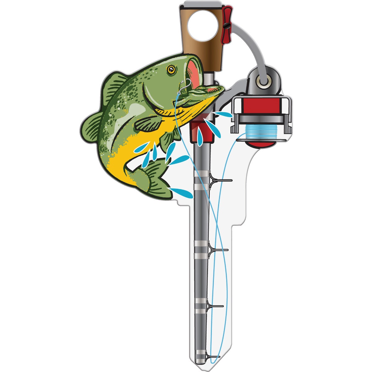 Lucky Line Fishing Pole Design Decorative House Key, KW11 