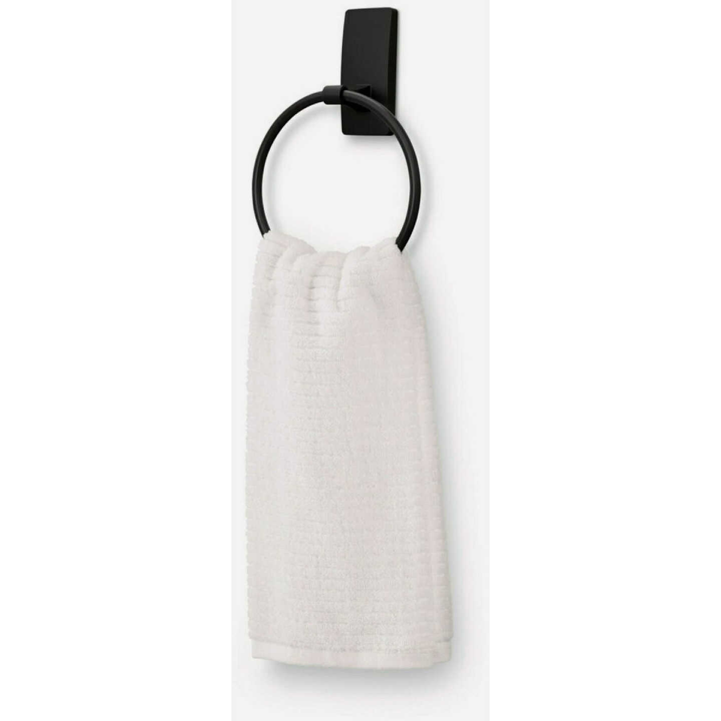 Command Bath Matte Black Adhesive Towel Ring, 2 Strips Image 3