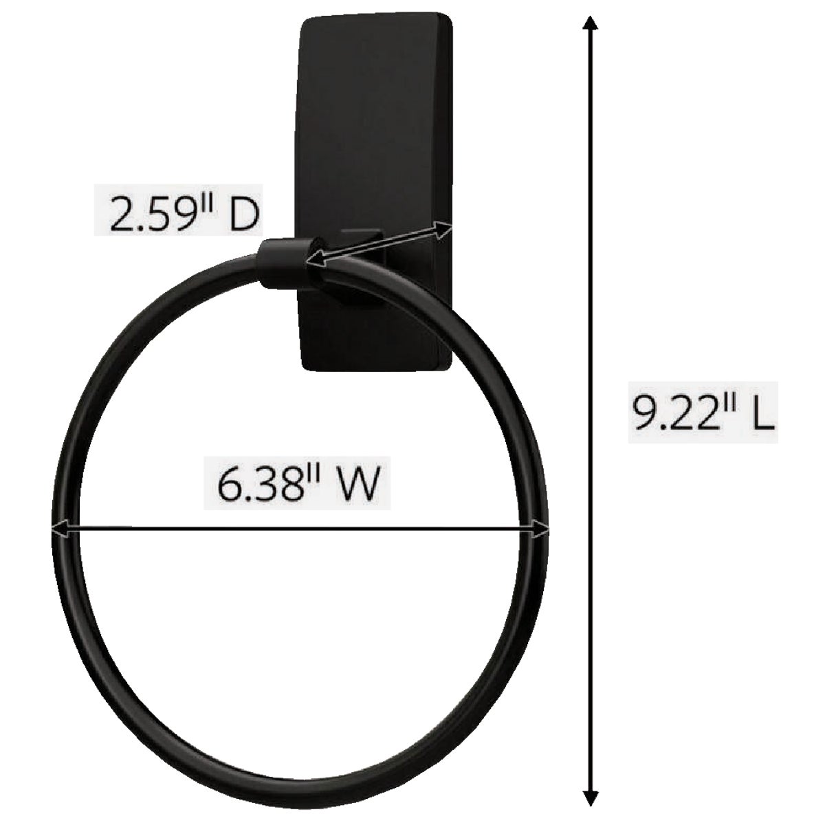 Command Bath Matte Black Adhesive Towel Ring, 2 Strips Image 8