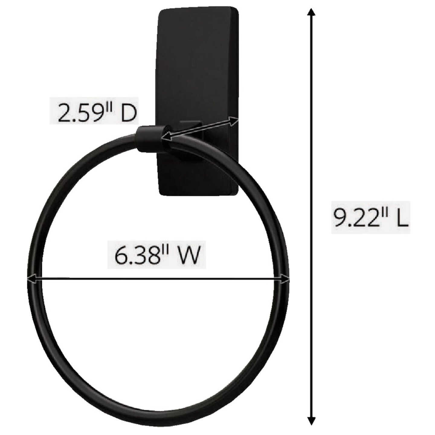 Command Bath Matte Black Adhesive Towel Ring, 2 Strips Image 8
