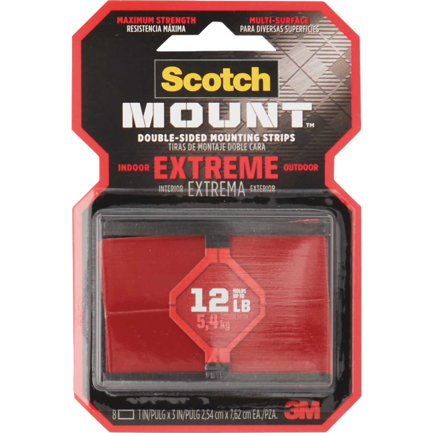 Scotch Mount 1 In. x 3 In. Extreme Double-Sided Mounting Strips (8-Count) Image 7