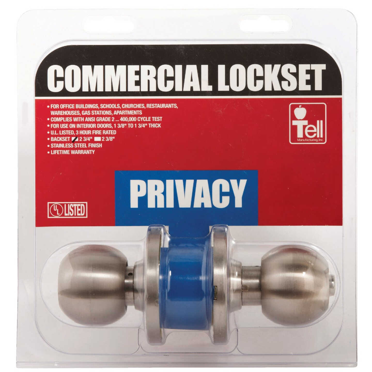 Tell Stainless Steel Bed & Bath Door Knob Image 2