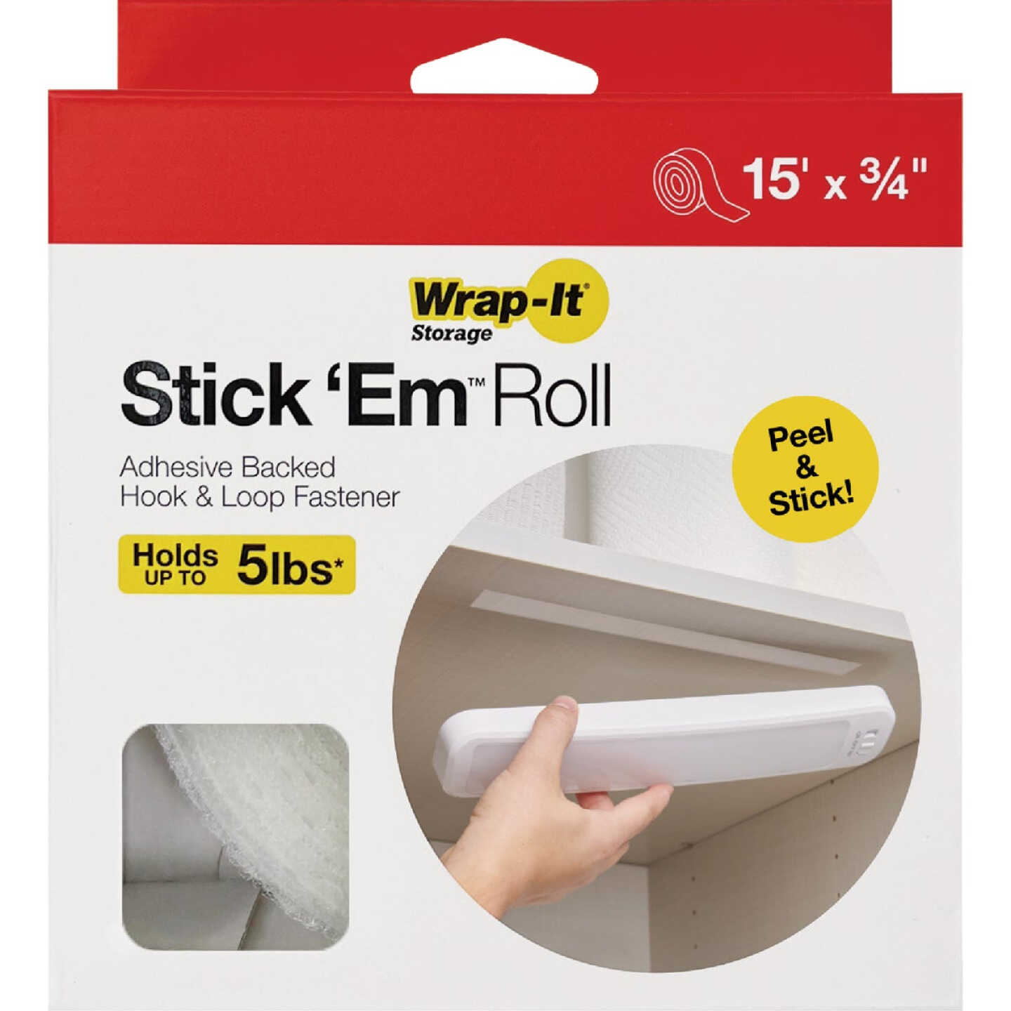 Wrap-It Storage Stick 'Em 3/4 In. x 15 Ft. White Hook & Loop Roll Image 7