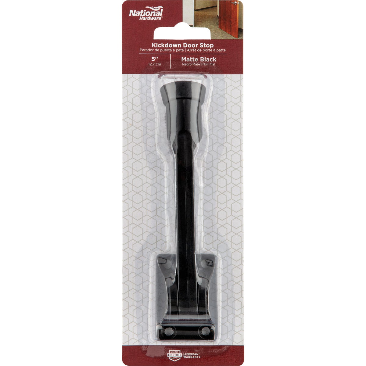 National Hardware 5 In. Matte Black Kickdown Door Stop Image 2
