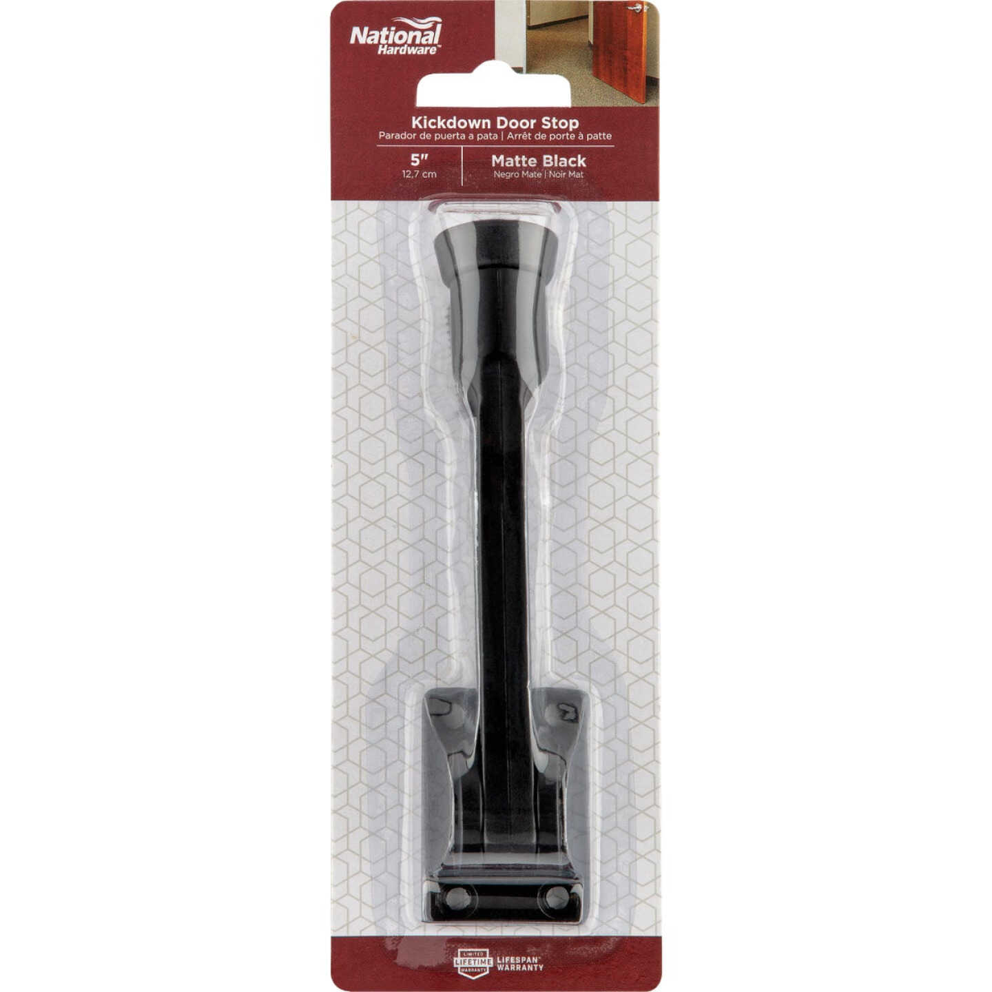 National Hardware 5 In. Matte Black Kickdown Door Stop Image 2