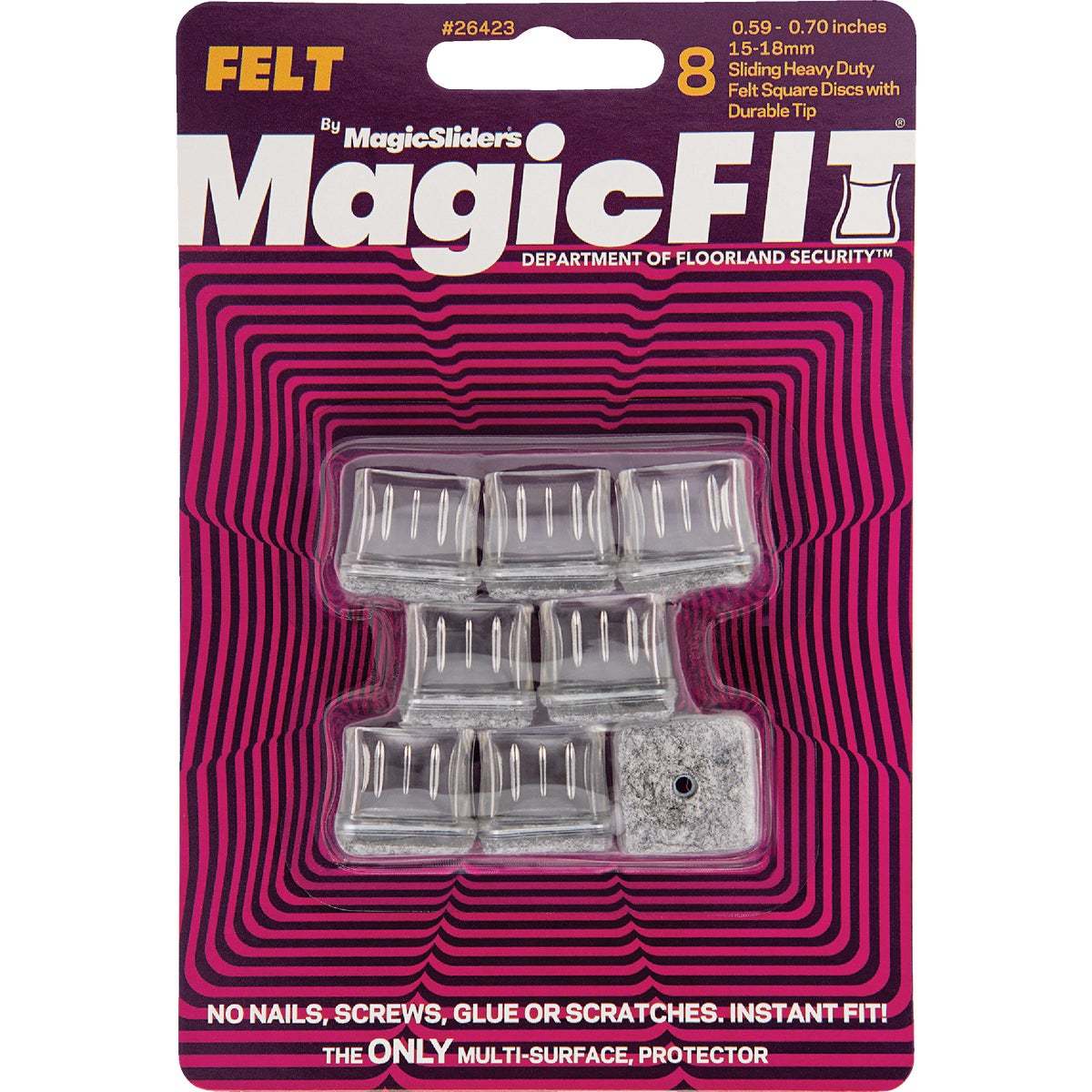 Magic Sliders Magic Fit - .59 In. - .70 In. Square Felt Furniture Leg Cup (8-Pack) Image 2