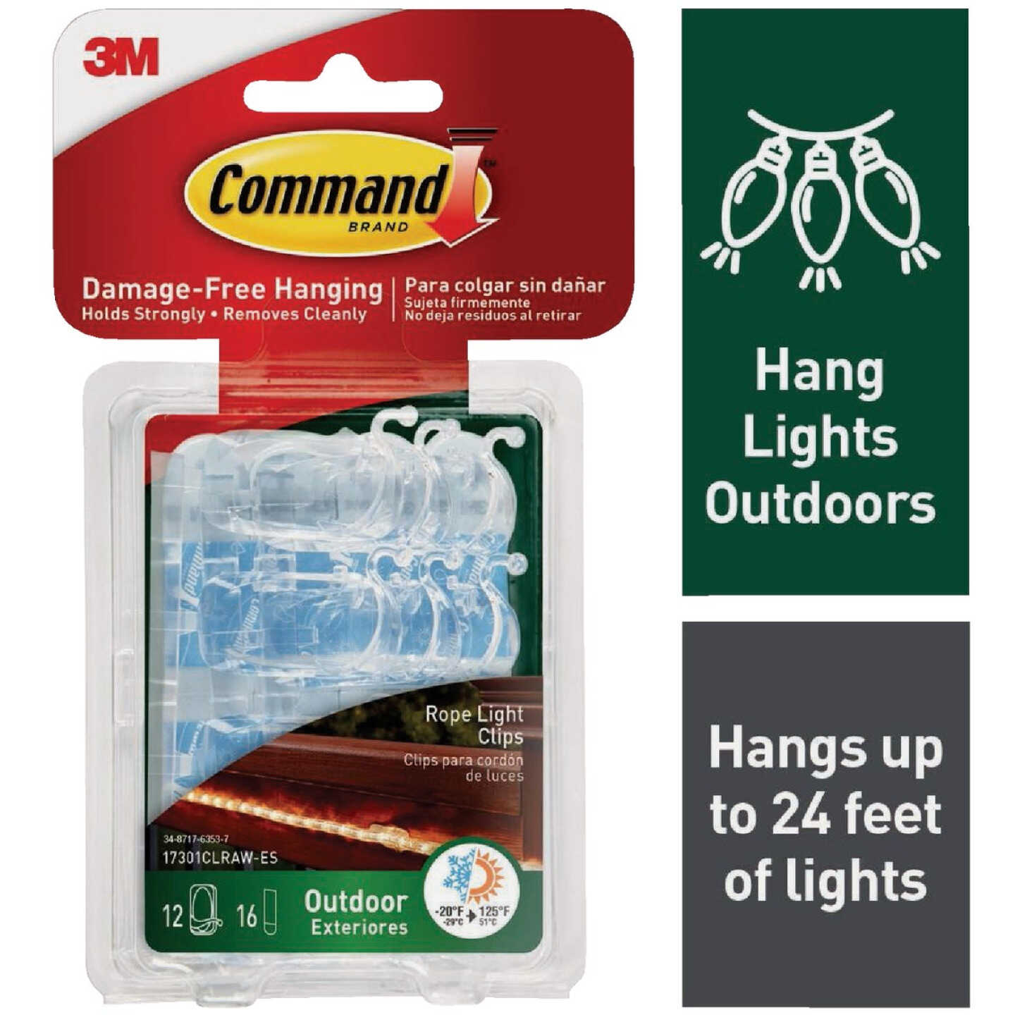 Command Outdoor Rope Light Clips, 12 Clips, 16 Strips Image 1