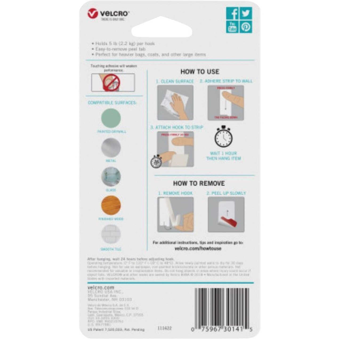 Velcro Brand Hangables 5 Lb. Capacity Black Removable Large Hook Image 3