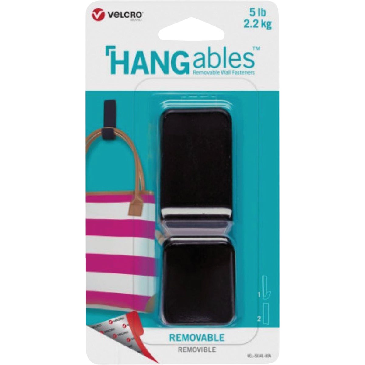 Velcro Brand Hangables 5 Lb. Capacity Black Removable Large Hook