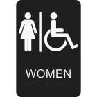 Hy-Ko Deco Series Plastic Braille Restroom Sign, Women Handicapped Image 1