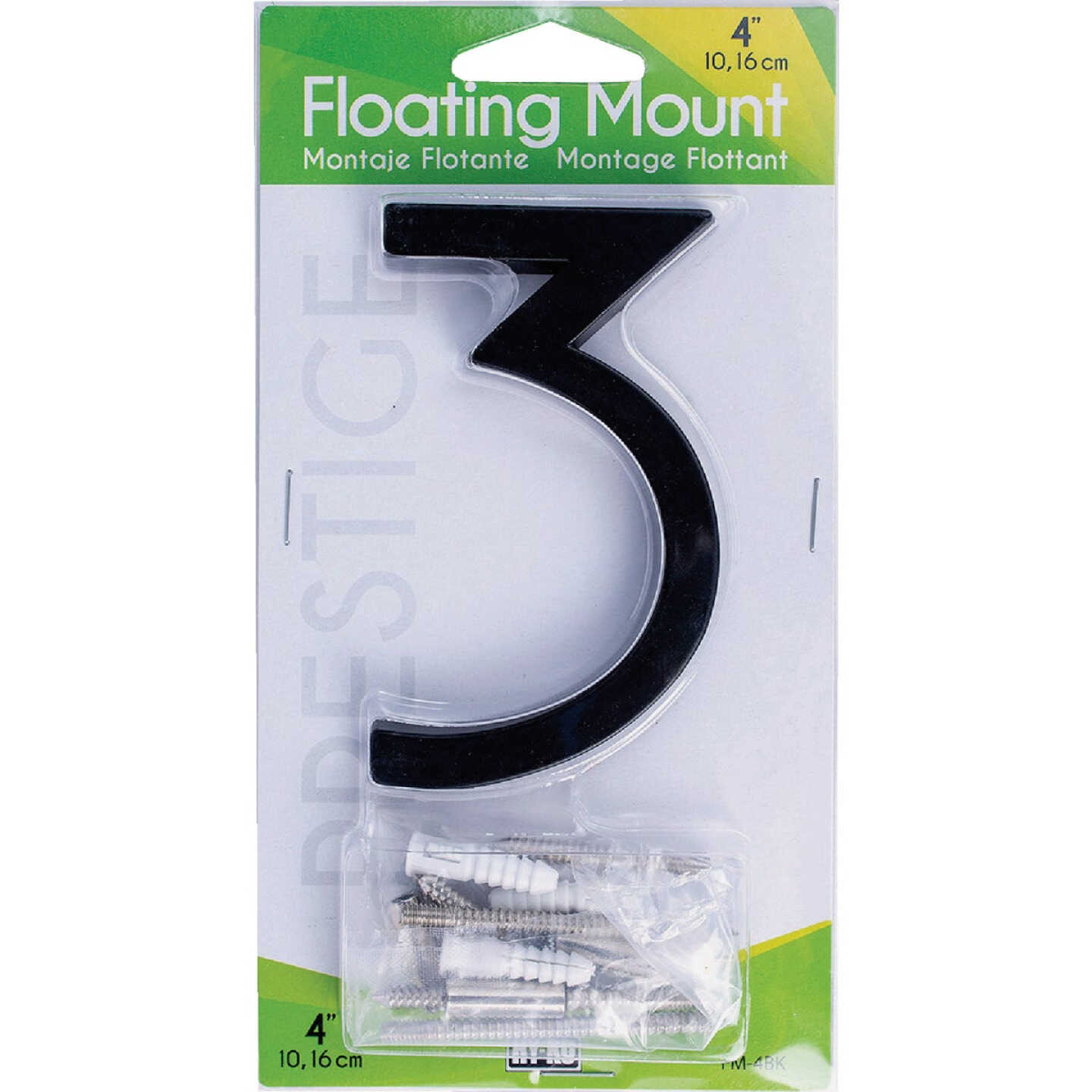 Hy-Ko 4 In. Black Floating Mount Number 3 Image 1