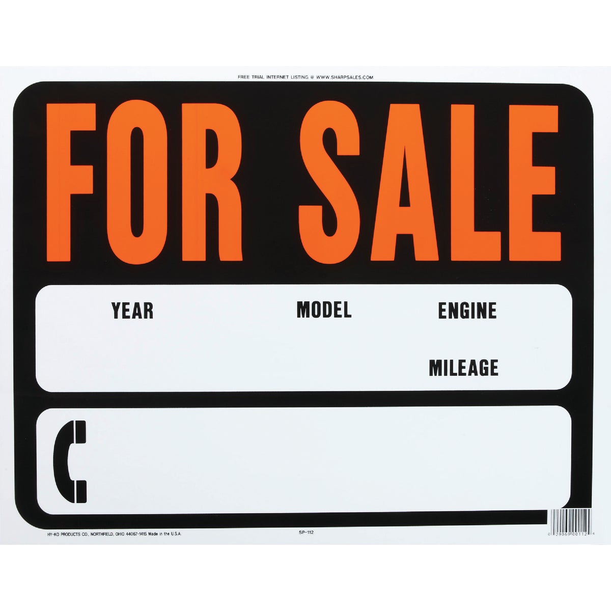 Hy-Ko 15x19 Heavy Gauge Plastic Sign, For Sale