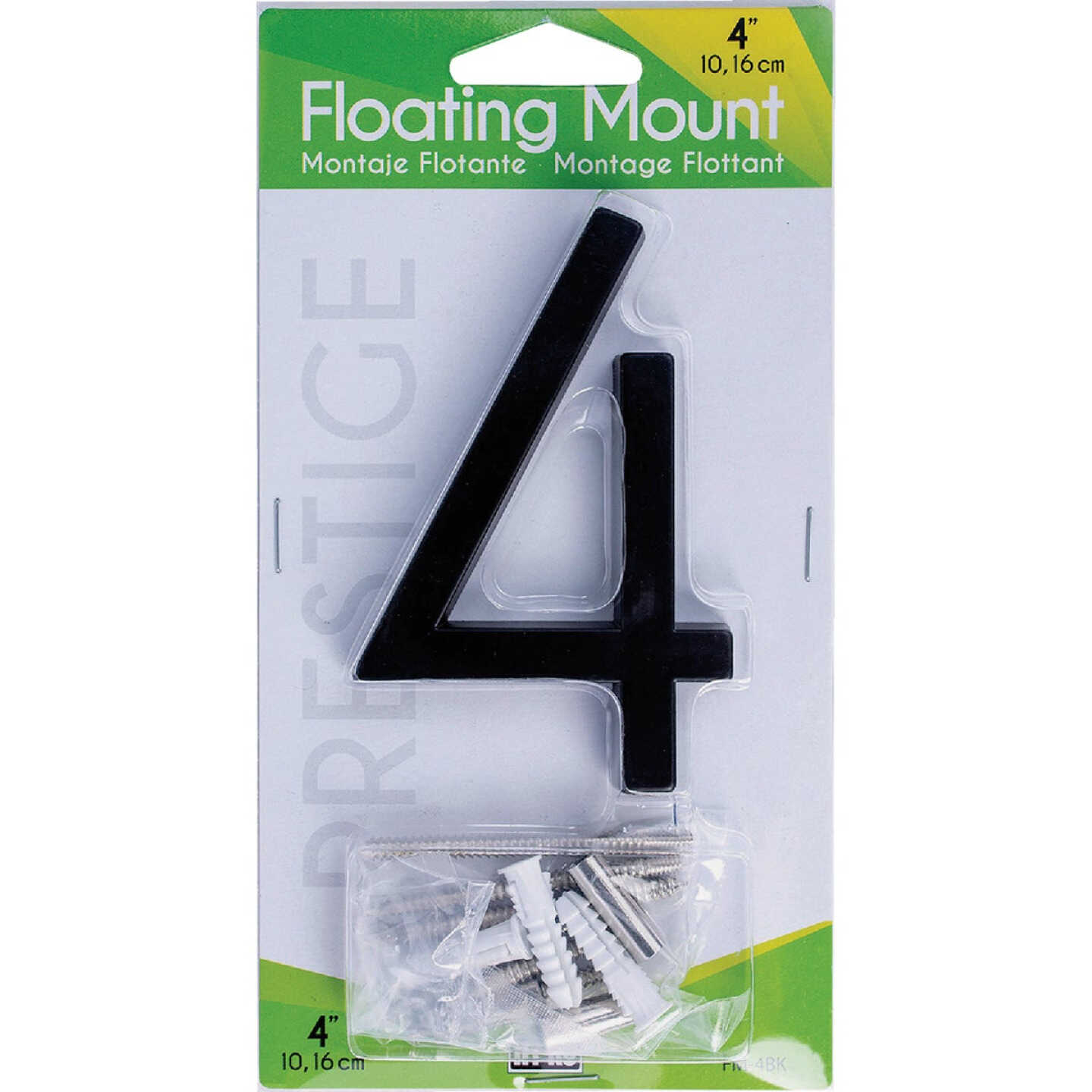 Hy-Ko 4 In. Black Floating Mount Number 4 Image 1
